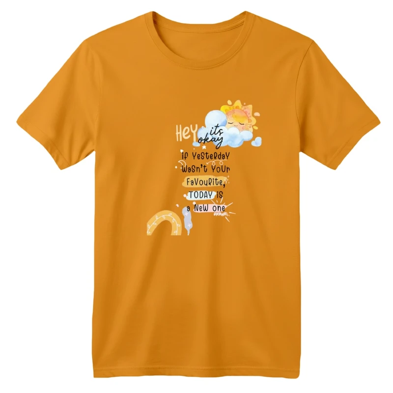 تی شرت آستین کوتاه بچگانه مدل نوشته رنگی کد 2 رنگ پرتقالی