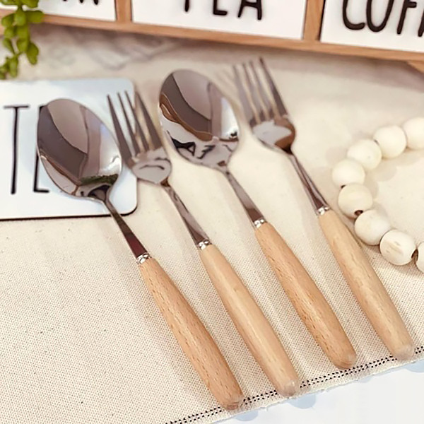 سرویس قاشق و چنگال 12 پارچه مدل چوب و استیل