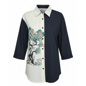 شومیز آستین سه ربع یقه برگردان زنانه مدل 112748