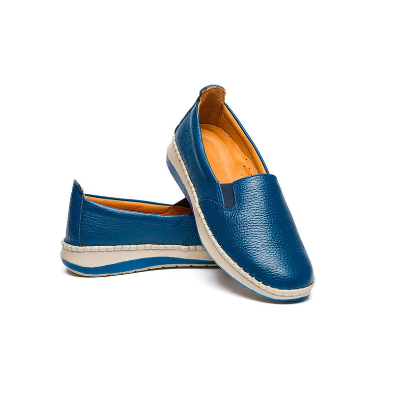 کفش روزمره زنانه مدل آنیس تمام چرم رنگ آبی