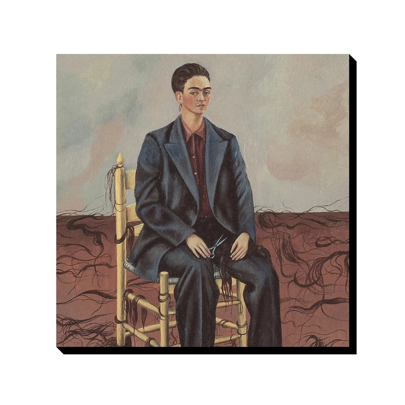 تابلو ترمه طراحان ایده طرح خودنگار با مو های کوتاه شده از فریدا کد art0147