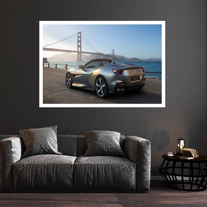 تابلو بکلیت طرح ماشین فراری پورتوفینو مدل قاب شاسی W-s8932