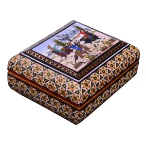 جعبه جواهرات خاتم کاری طرح چوگان بازی کد LG-TKH 12