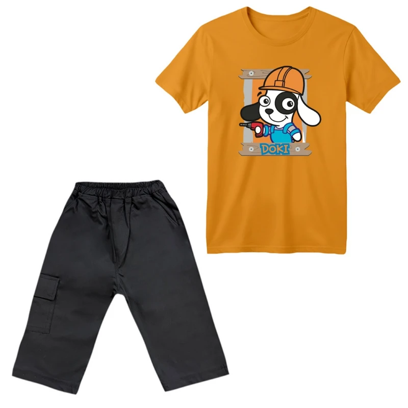 ست تی‌شرت آستین کوتاه و شلوارک پسرانه مدل سگ کد 1