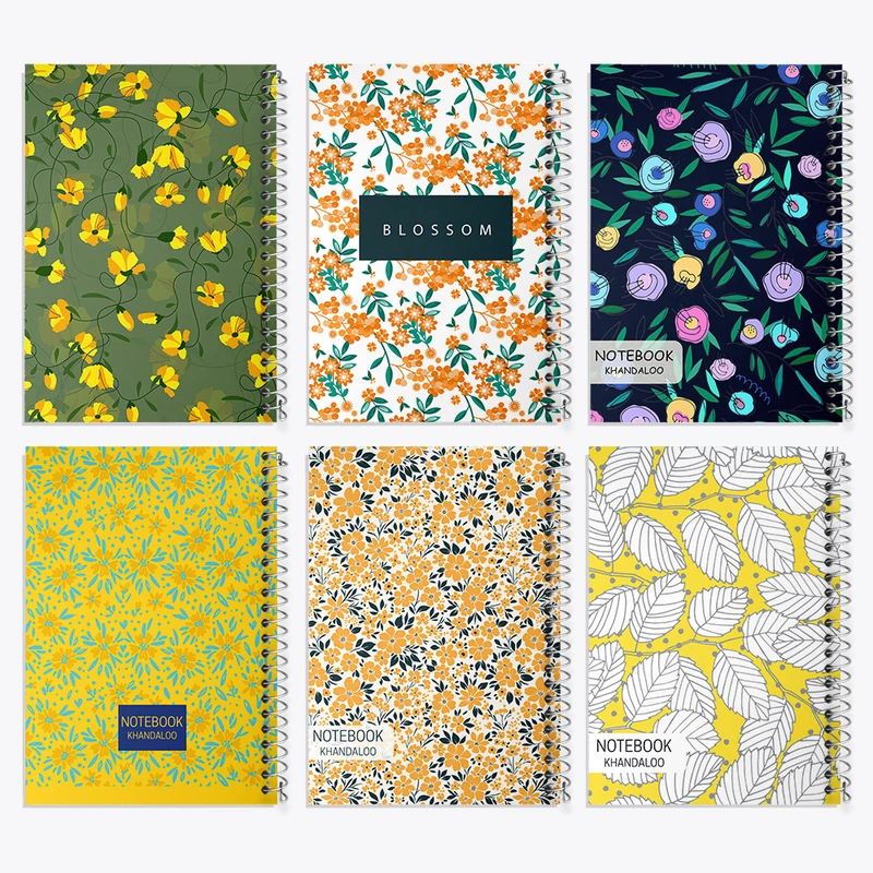 دفتر نقاشی 50 برگ خندالو طرح گل گلی کد 77 مجموعه 6 عددی