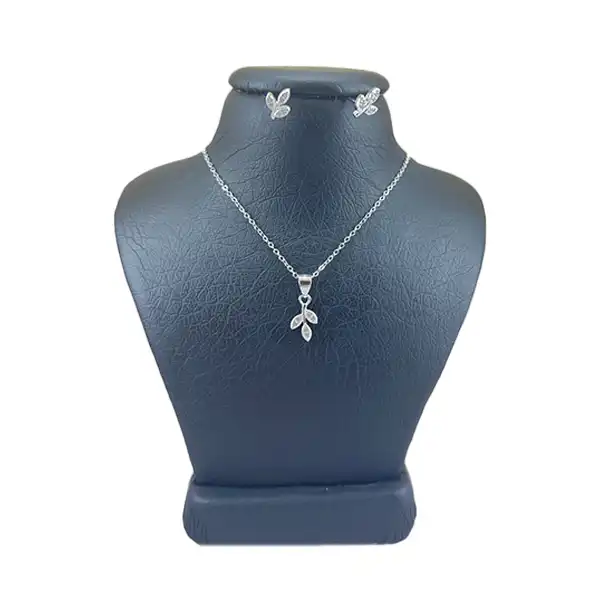 نیم ست نقره زنانه مدل گل و شاخه ظریف کد 5454022