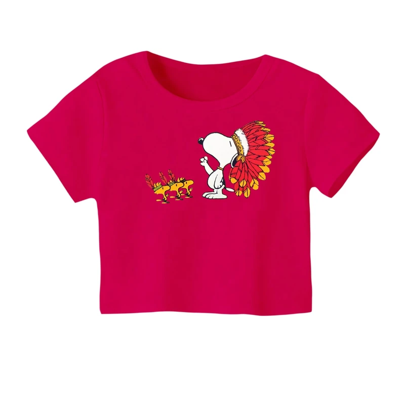 کراپ‌ تی‌شرت آستین کوتاه زنانه مدل اسنوپی کد ۶۲