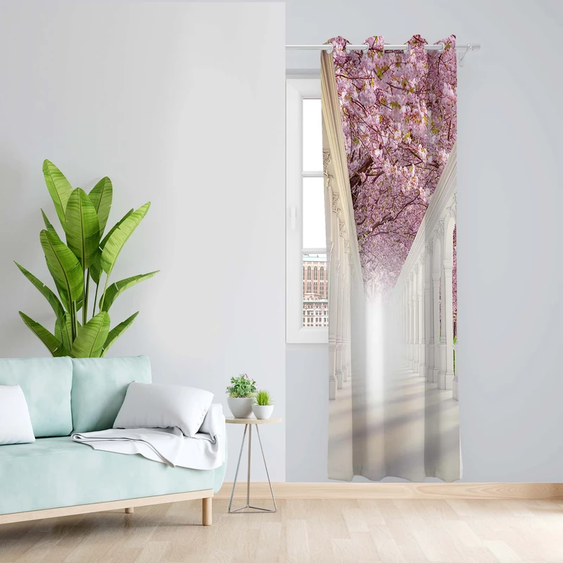 پرده طرح منظره بهار مدل مخمل پانچی کد 5392 z سایز 140x200 سانتی متر