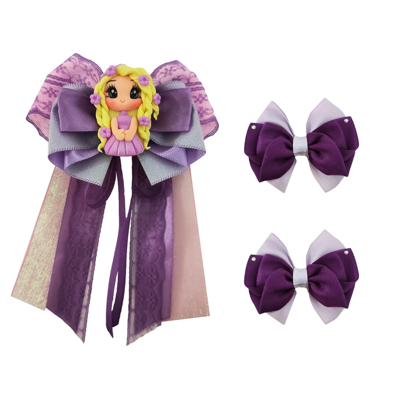 ست کش و گیره مو دخترانه مدل کمند کد K01 مجموعه 3 عددی