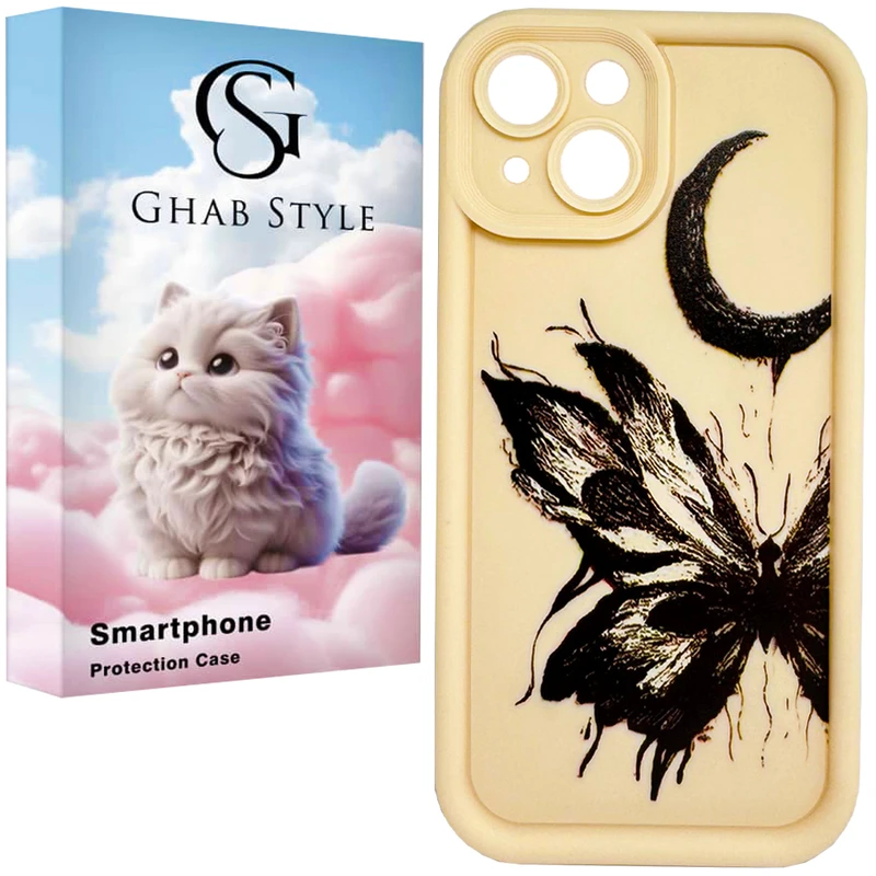 کاور قاب استایل مدل سالید ماه پروانه مناسب برای گوشی موبایل اپل iPhone 15