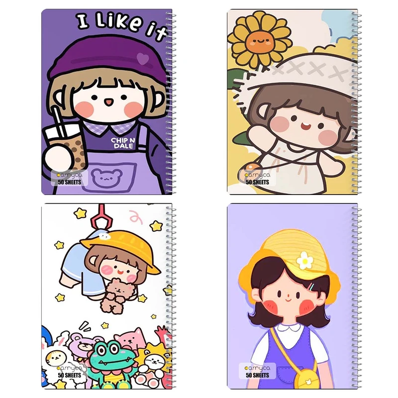 دفتر نقاشي 50 برگ کارنيکا طرح دختر خندون Smiling Girl کد 86838 مجموعه 4 عددی