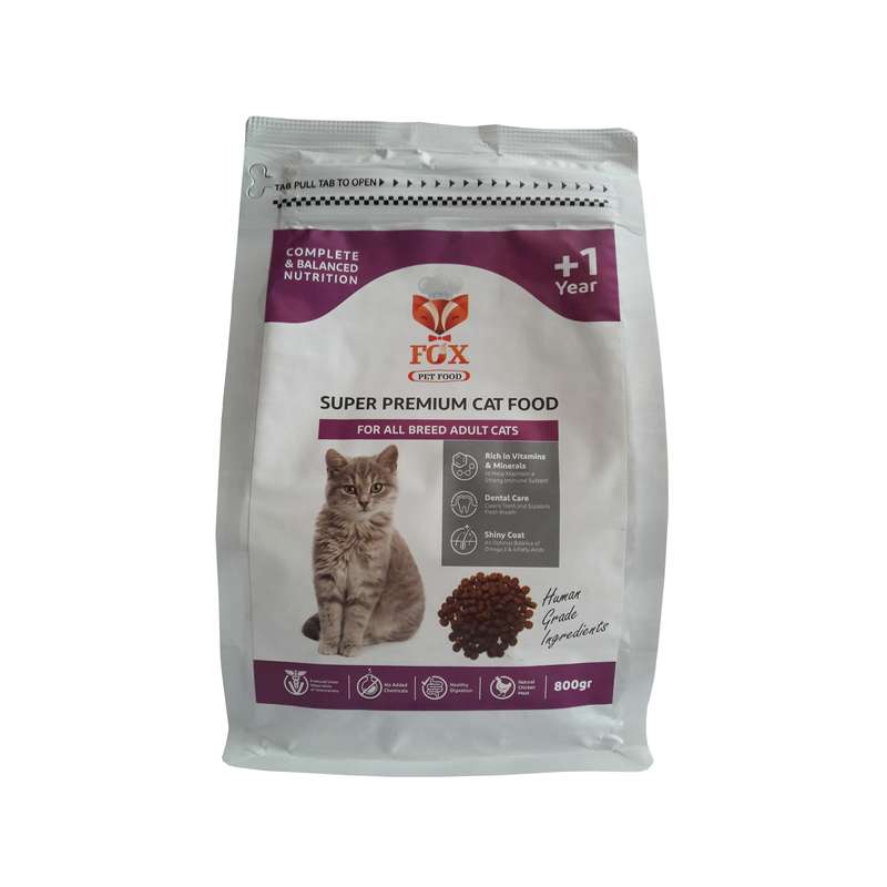 غذای خشک گربه بالغ فاکس پت فود مدل SUPER PREMIUM FOR ALL BREED وزن 800 گرم