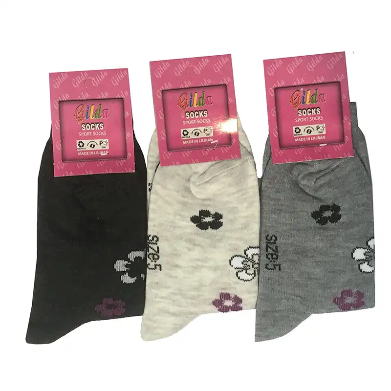 جوراب ساق بلند دخترانه مدل گربه کد 5 مجموعه 3 عددی