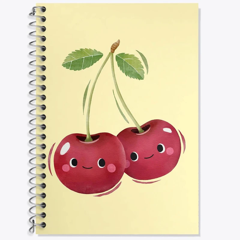 دفتر زبان 50 برگ خندالو مدل دو خط طرح گیلاس کد 28412