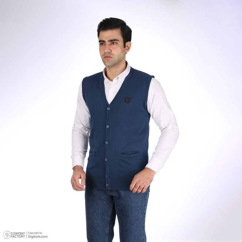 ژیله مردانه تریکو پاییزان مدل J710 رنگ آبی نفتی