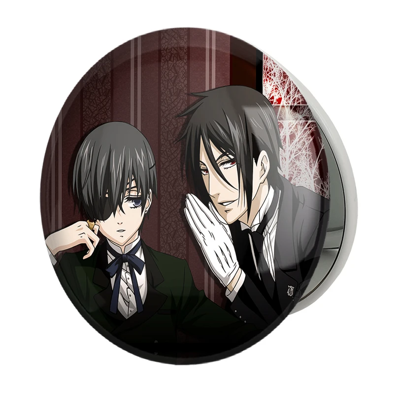 آینه جیبی خندالو طرح سباستین و شیل انیمه خادم سیاه Black Butler مدل تاشو کد 16321 
