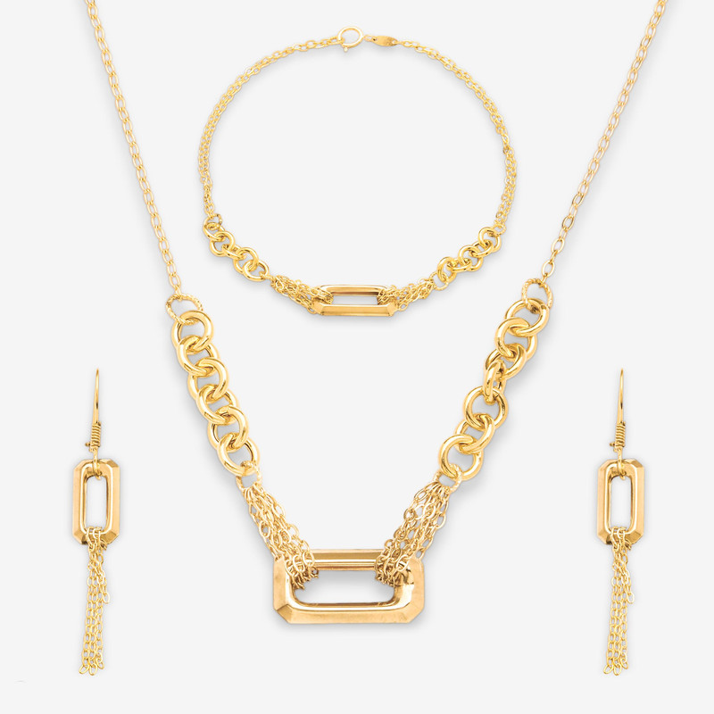 نیم ست طلا کم اجرت 18 عیار زنانه نگین مدل 63