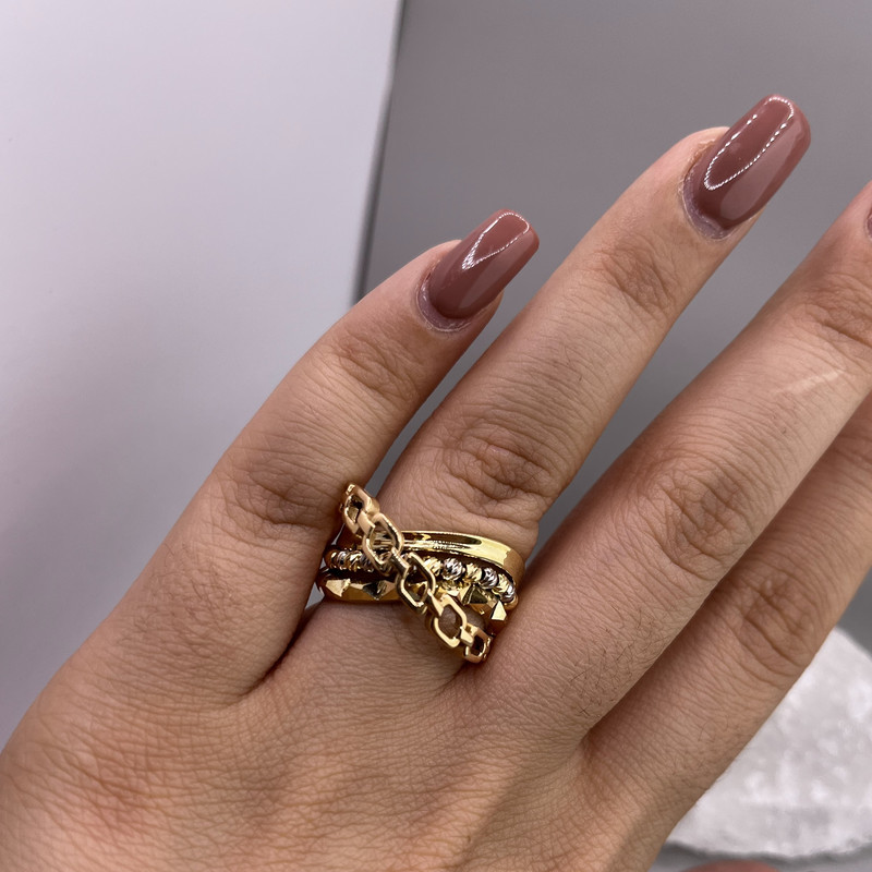 انگشتر طلا 18 عیار زنانه مدل گوی و حلقه