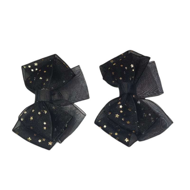 گیره مو دخترانه مدل توری ستاره دار مجموعه 2 عددی