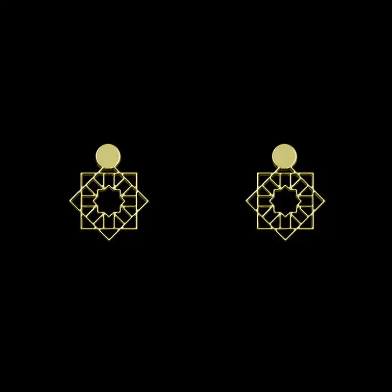 گوشواره طلا 18 عیار زنانه مدوپد مدل هندسی کد GA1-14933