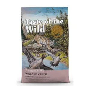 غذای خشک گربه بالغ تیست آف ویلد مدل Lowland Creek Feline Recipe طعم گوشت بلدرچین و اردک وزن ۶.۶ کیلوگرم