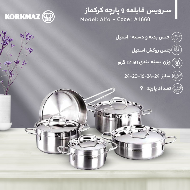سرویس قابلمه 9 پارچه کرکماز مدل Alfa کد A1660