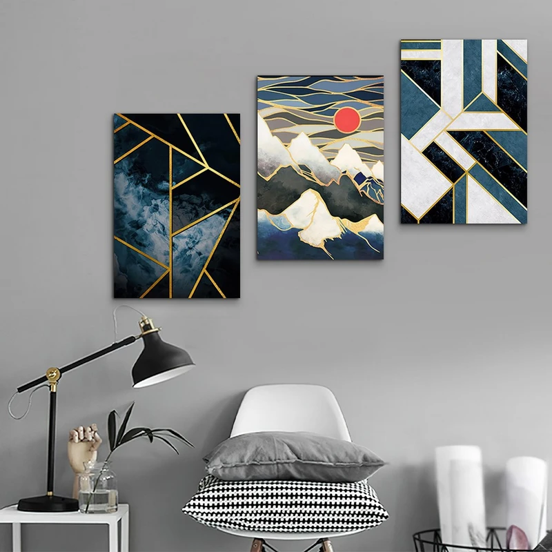 تابلو شاسی بکلیت طرح نقاشی انتزاعی و کوه مدل SH-1003 مجموعه 3 عددی