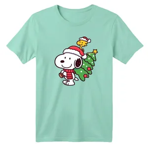 تی شرت آستین کوتاه بچگانه مدل اسنوپی کریسمس کد 6 رنگ سبز