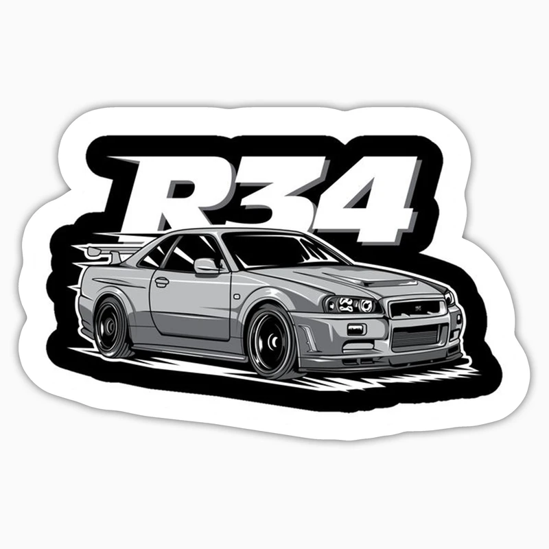 استیکر لپ تاپ و موبایل بووم طرح ماشین مدل Nissan R34 کد LA51