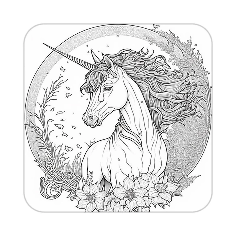 زیر لیوانی کاکتی طرح اسب تک شاخ و یونیکورن مدل mp30341