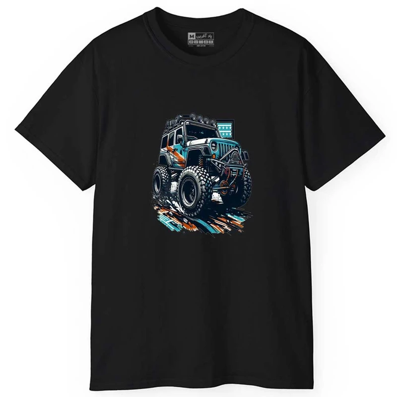 تی شرت آستین کوتاه مردانه پاد آفرین مدل اسپرت طرح ماشین آفرودی کد 0755
