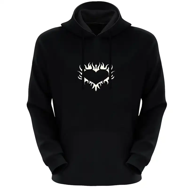 هودی زنانه مدل قلب اتشی E125 رنگ مشکی