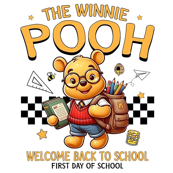  استیکر پارچه و لباس پاد آفرین طرح خرسی و مدرسه کد 1045