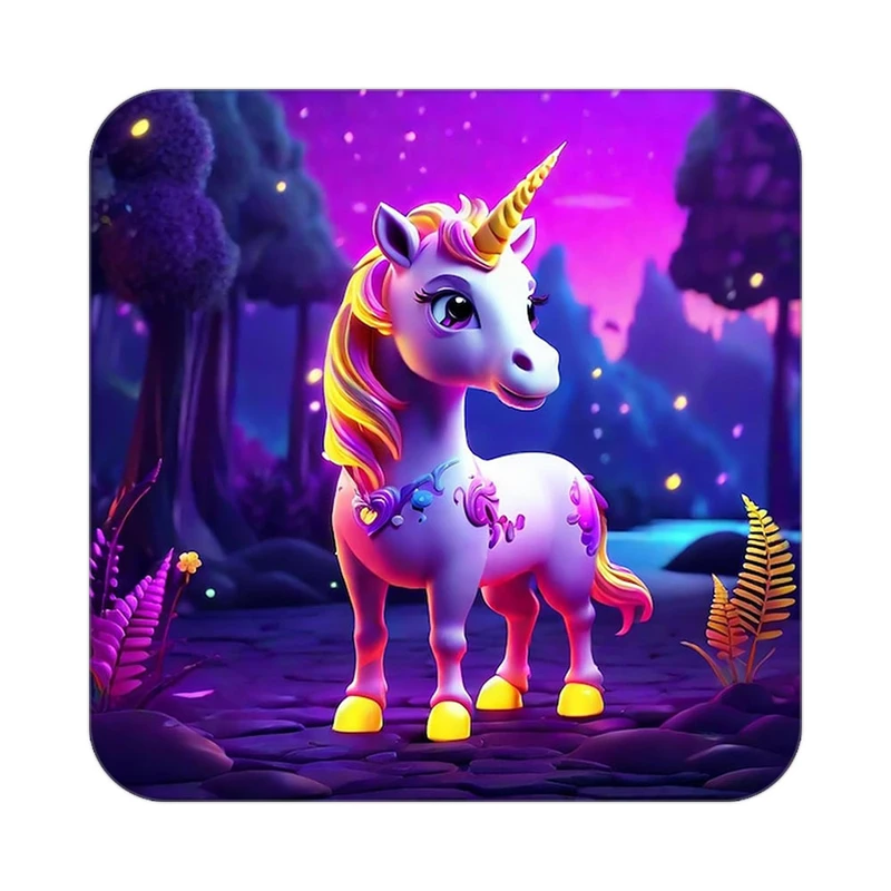 زیر لیوانی کاکتی طرح اسب تک شاخ و یونیکورن مدل mp30733