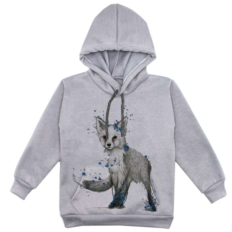 هودی پسرانه مدل گرگ F224 رنگ طوسی