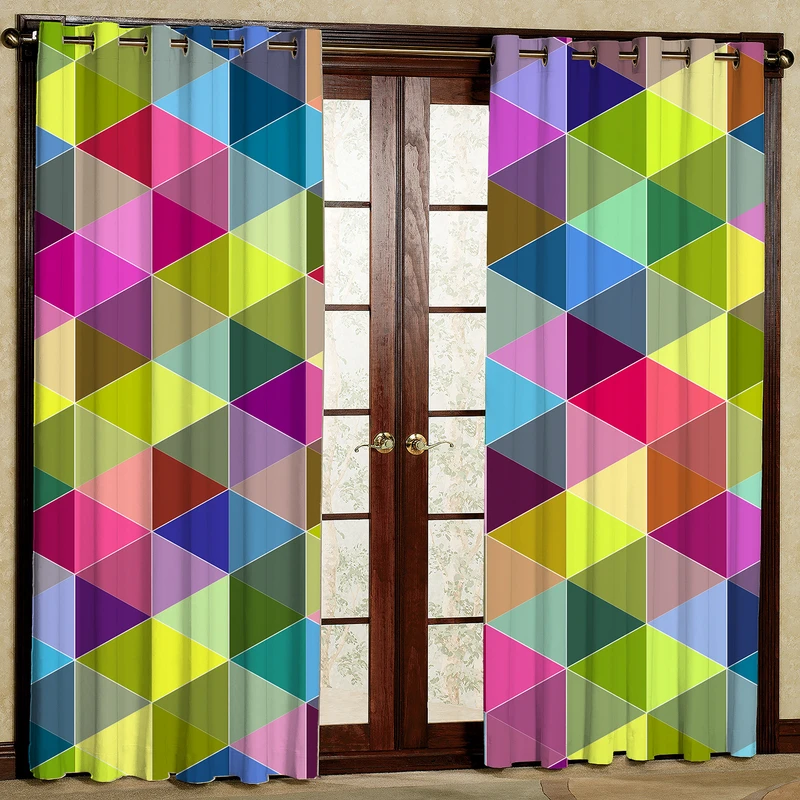  پرده بارمان دکور طرح رنگی رنگی مدل هازان پانچی کد 4350 W سایز 140x280 سانتی متر