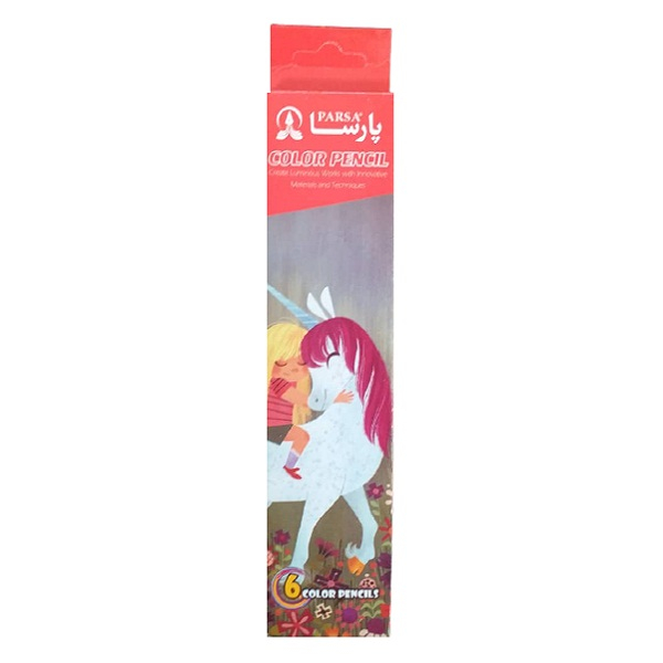مداد رنگی 6 رنگ پارسا مدل یونیکورن