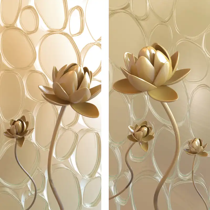 پرده مدل پانچی طرح گل سه بعدی سایز 280x145 سانتی متر