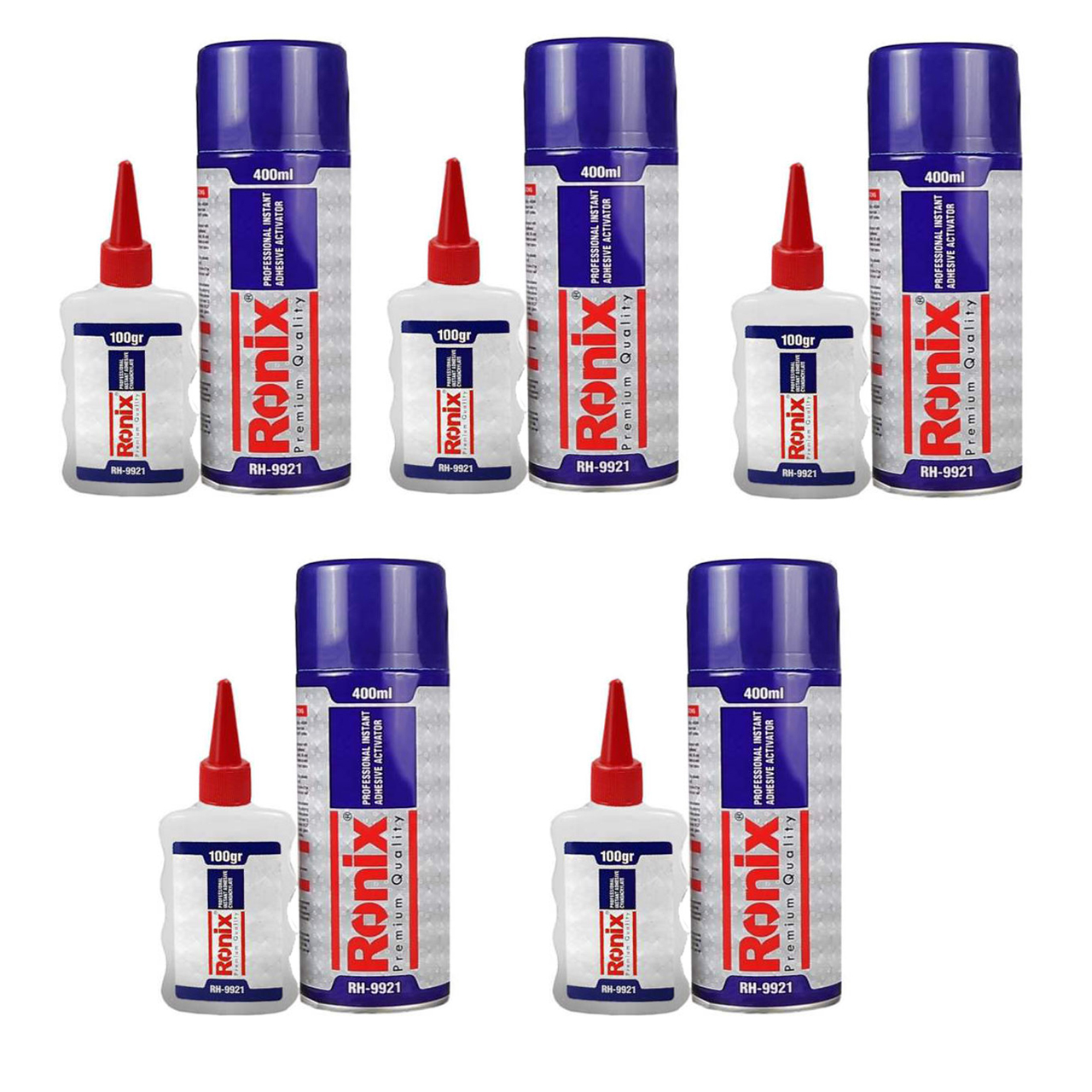چسب فوری رونیکس مدل RH9921 حجم 400 میلی متر مجموعه 5 عددی