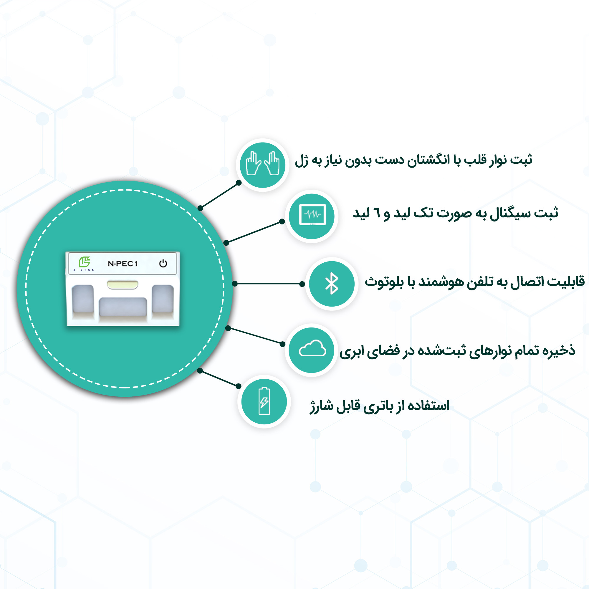 دستگاه ثبت نوار قلب زیستل مدل N-PEC1