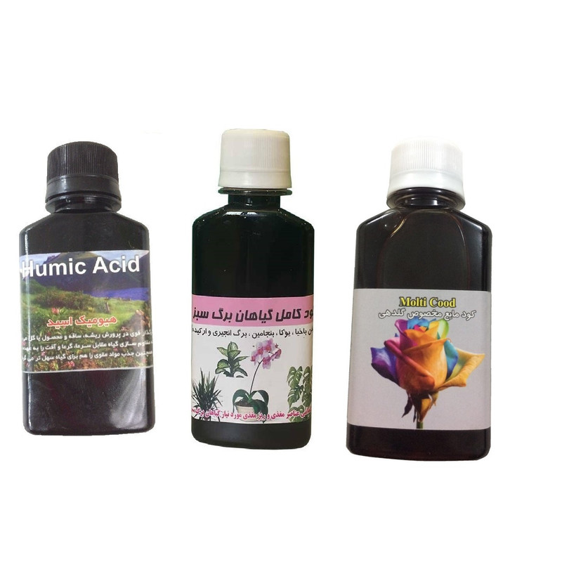 کود مایع گیاهان برگ سبز و گلدهی و هیومیک اسید کد 02 حجم 120 میلی لیتر بسته 3 عددی