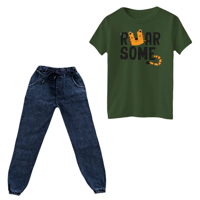 ست تی‌شرت و شلوار پسرانه مدل ببر کد ۲۳