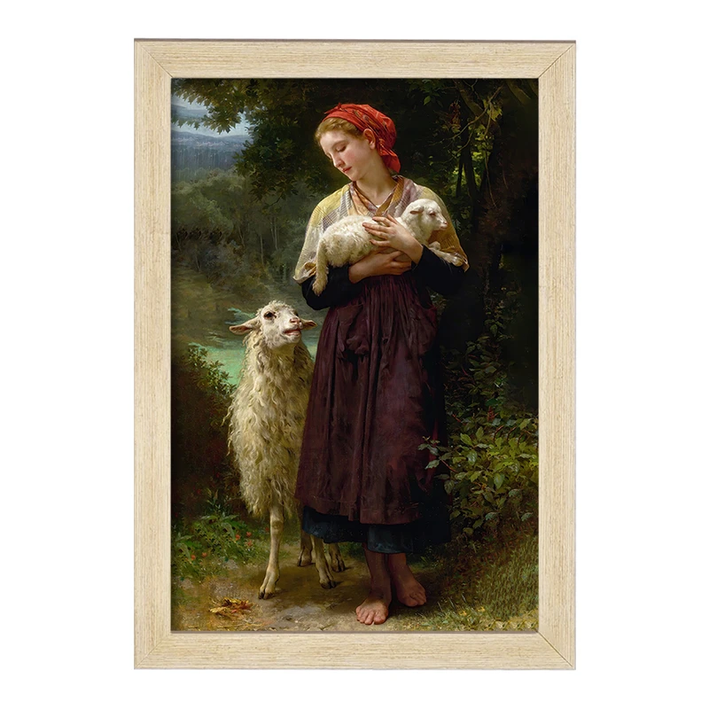 تابلو خندالو مدل نقاشی بره تازه متولد شده اثر ویلیام بوگرو کد F12229