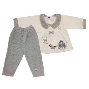 ست بلوز و شلوار نوزادی بی بی سان نیاری طرح کالسکه کد 926-G