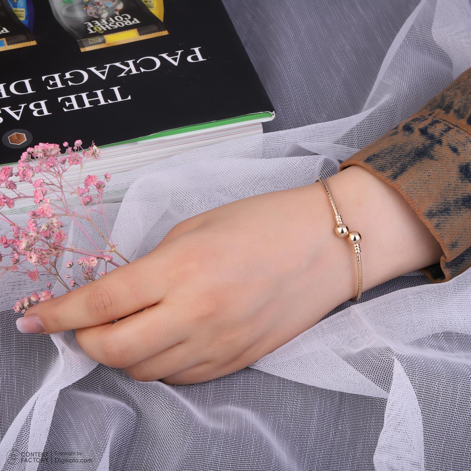 بنگل طلا 18 عیار زنانه حافا گلد مدل یورمن کد bn007 -  - 8