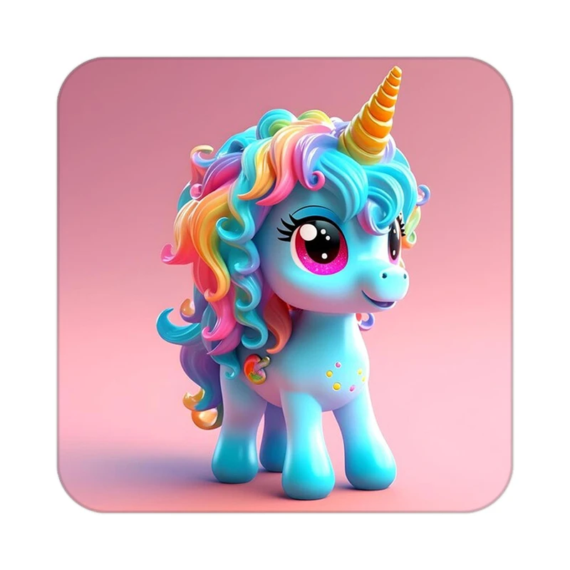 زیر لیوانی کاکتی طرح اسب تک شاخ و یونیکورن مدل mp30565