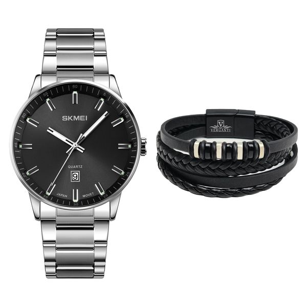 ساعت مچی عقربه‌ای کوارتز مردانه اسکمی مدل 1878SI به همراه دستبند