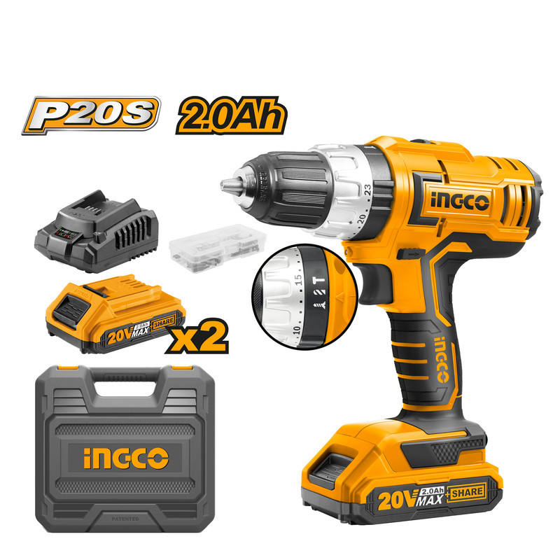 دریل پیچ گوشتی چکشی شارژی اینکو مدل  CIDLI-20031-20v