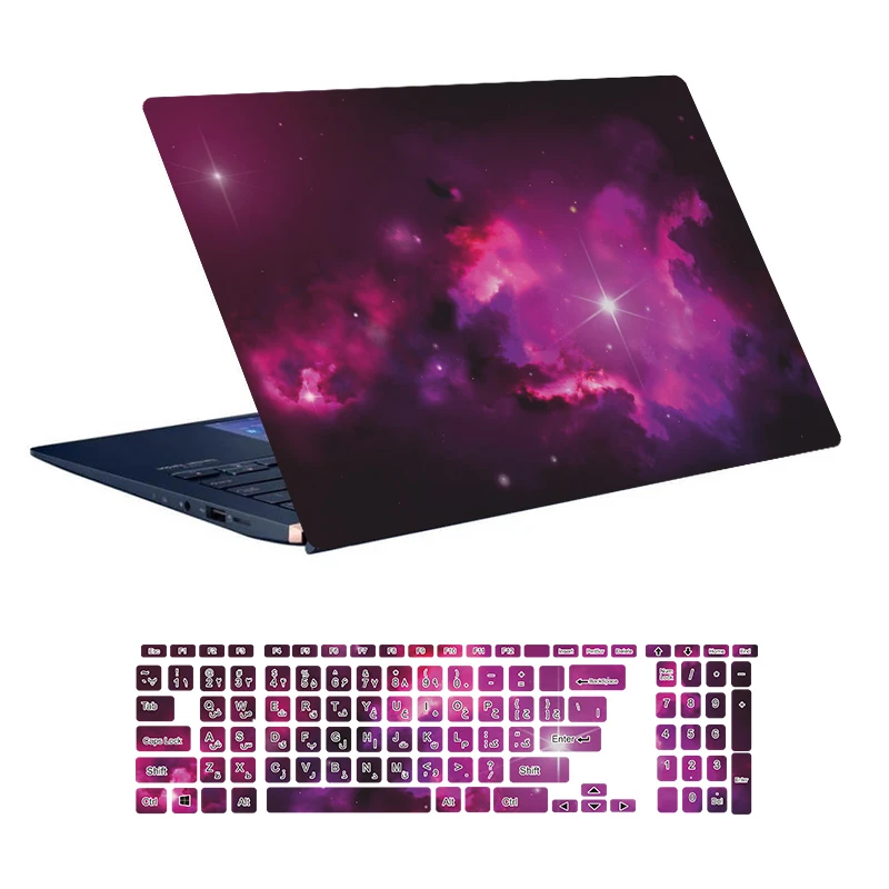 استیکر لپ تاپ توییجین و موییجین طرح Space کد 108 مناسب برای لپ تاپ 15.6 اینچ به همراه برچسب حروف فارسی کیبورد 