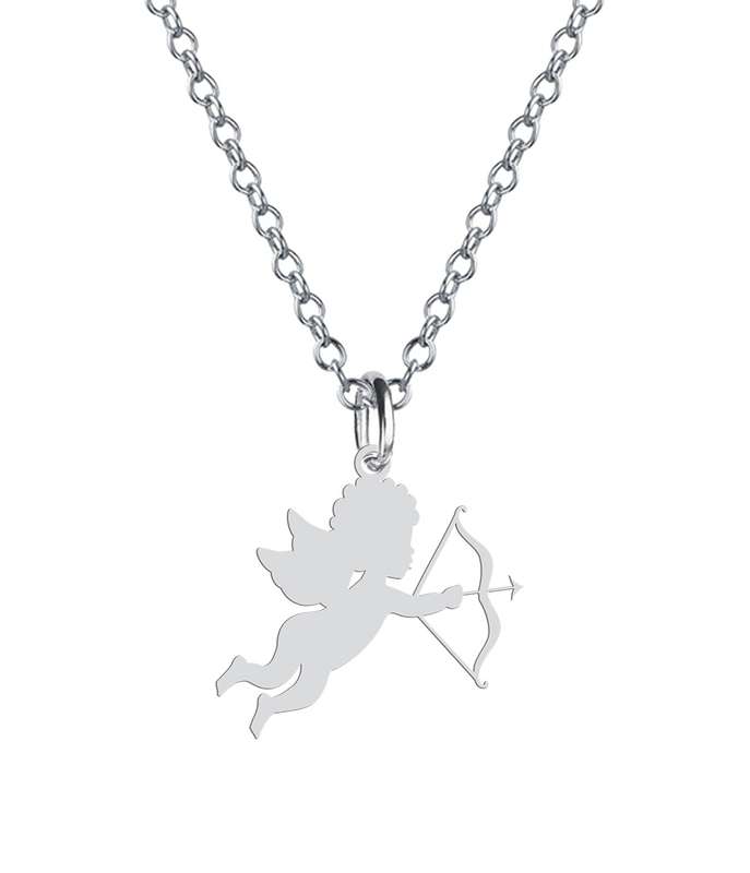 گردنبند نقره زنانه هایکا مدل کودک فرشته و کمان کد n.ha2-342